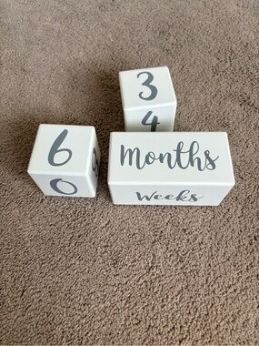 Baby Milestone Blocks - White with Gray Numbers